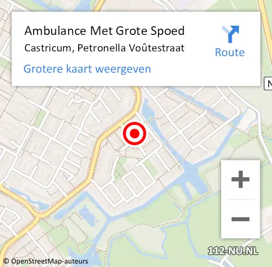 Locatie op kaart van de 112 melding: Ambulance Met Grote Spoed Naar Castricum, Petronella Voûtestraat op 9 november 2021 09:19