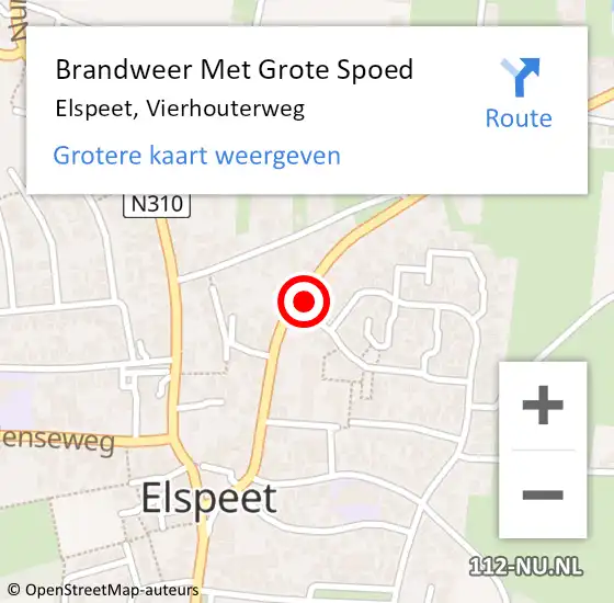 Locatie op kaart van de 112 melding: Brandweer Met Grote Spoed Naar Elspeet, Vierhouterweg op 9 november 2021 09:57
