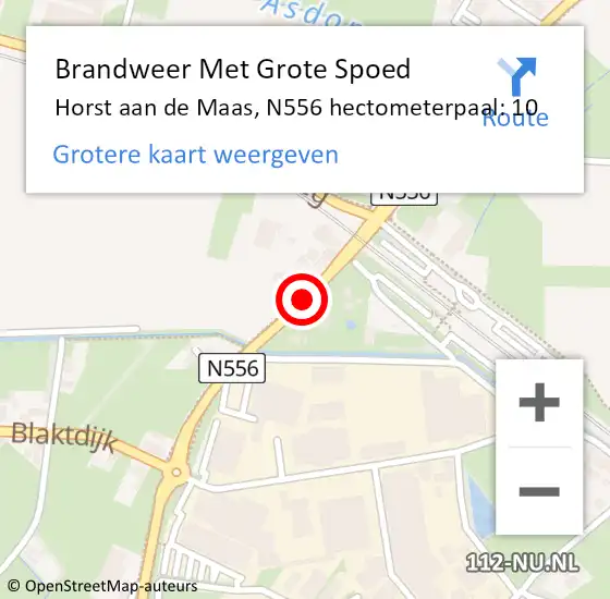 Locatie op kaart van de 112 melding: Brandweer Met Grote Spoed Naar Horst aan de Maas, N556 hectometerpaal: 10 op 9 november 2021 12:23