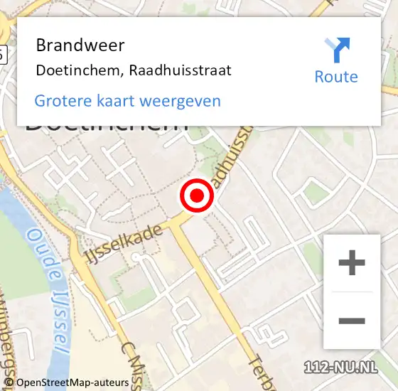 Locatie op kaart van de 112 melding: Brandweer Doetinchem, Raadhuisstraat op 9 november 2021 13:41