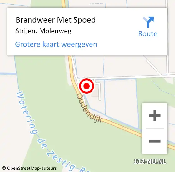Locatie op kaart van de 112 melding: Brandweer Met Spoed Naar Strijen, Molenweg op 9 november 2021 14:54