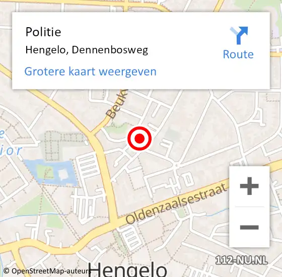 Locatie op kaart van de 112 melding: Politie Hengelo, Dennenbosweg op 9 november 2021 15:13