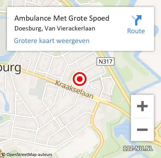 Locatie op kaart van de 112 melding: Ambulance Met Grote Spoed Naar Doesburg, Van Vierackerlaan op 9 november 2021 16:24