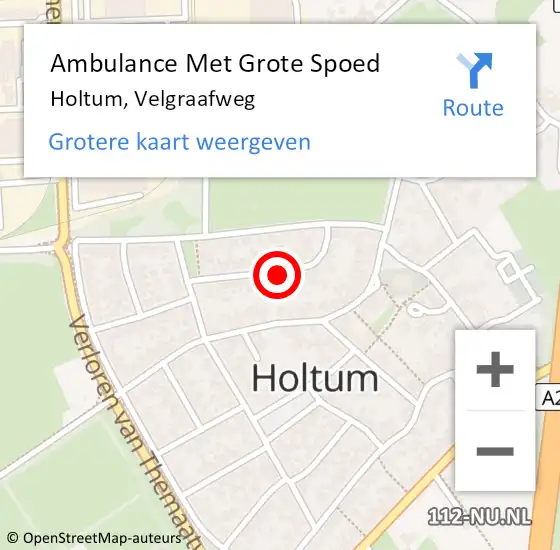 Locatie op kaart van de 112 melding: Ambulance Met Grote Spoed Naar Holtum, Velgraafweg op 9 november 2021 19:03
