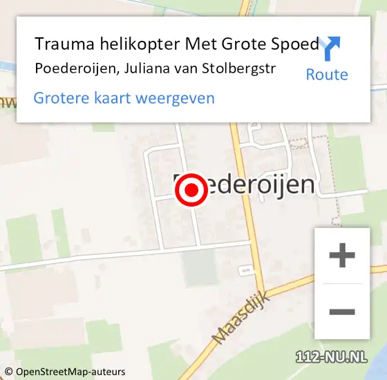 Locatie op kaart van de 112 melding: Trauma helikopter Met Grote Spoed Naar Poederoijen, Juliana van Stolbergstr op 9 november 2021 20:57