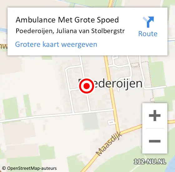 Locatie op kaart van de 112 melding: Ambulance Met Grote Spoed Naar Poederoijen, Juliana van Stolbergstr op 9 november 2021 21:00