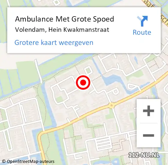 Locatie op kaart van de 112 melding: Ambulance Met Grote Spoed Naar Volendam, Hein Kwakmanstraat op 9 november 2021 22:22