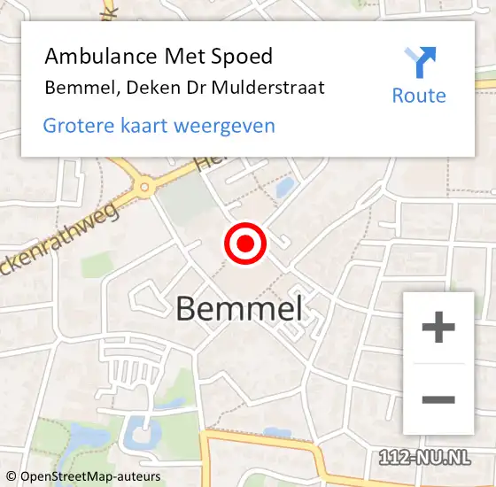 Locatie op kaart van de 112 melding: Ambulance Met Spoed Naar Bemmel, Deken Dr Mulderstraat op 10 november 2021 02:38