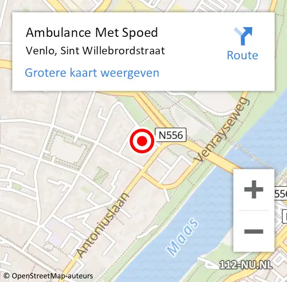 Locatie op kaart van de 112 melding: Ambulance Met Spoed Naar Venlo, Sint Willebrordstraat op 28 juni 2014 19:40
