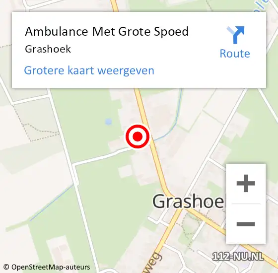 Locatie op kaart van de 112 melding: Ambulance Met Grote Spoed Naar Grashoek op 10 november 2021 10:10