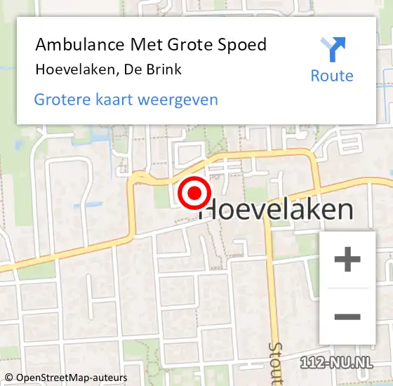 Locatie op kaart van de 112 melding: Ambulance Met Grote Spoed Naar Hoevelaken, De Brink op 10 november 2021 10:30