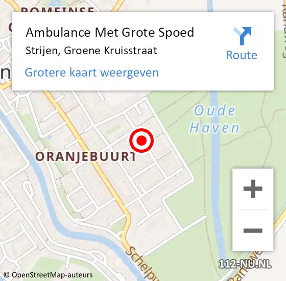 Locatie op kaart van de 112 melding: Ambulance Met Grote Spoed Naar Strijen, Groene Kruisstraat op 10 november 2021 11:26