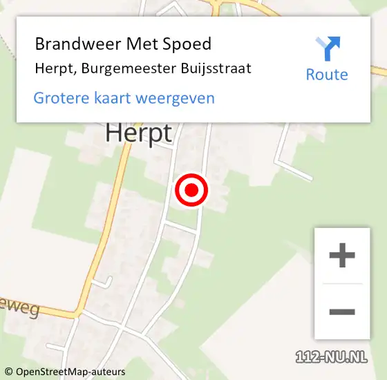 Locatie op kaart van de 112 melding: Brandweer Met Spoed Naar Herpt, Burgemeester Buijsstraat op 10 november 2021 11:36