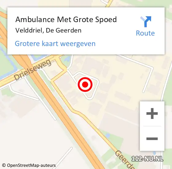 Locatie op kaart van de 112 melding: Ambulance Met Grote Spoed Naar Velddriel, De Geerden op 10 november 2021 13:41