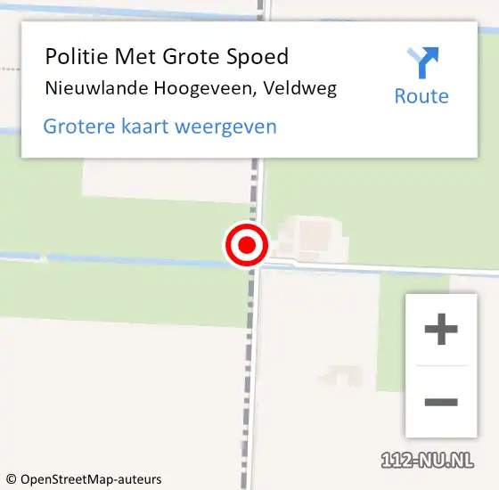 Locatie op kaart van de 112 melding: Politie Met Grote Spoed Naar Nieuwlande Hoogeveen, Veldweg op 10 november 2021 14:58