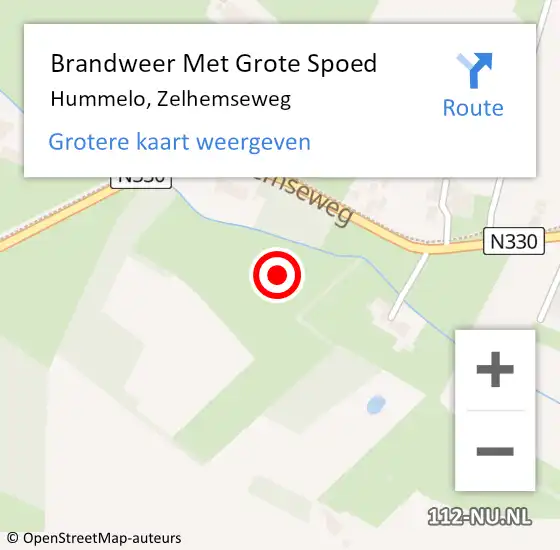 Locatie op kaart van de 112 melding: Brandweer Met Grote Spoed Naar Hummelo, Zelhemseweg op 10 november 2021 15:49