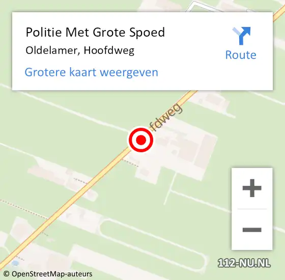 Locatie op kaart van de 112 melding: Politie Met Grote Spoed Naar Oldelamer, Hoofdweg op 10 november 2021 19:27