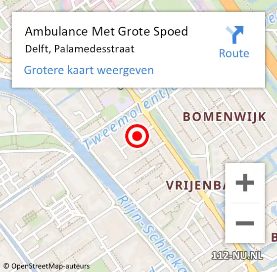 Locatie op kaart van de 112 melding: Ambulance Met Grote Spoed Naar Delft, Palamedesstraat op 28 juni 2014 21:48