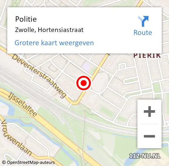 Locatie op kaart van de 112 melding: Politie Zwolle, Hortensiastraat op 11 november 2021 07:59