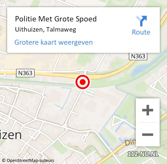 Locatie op kaart van de 112 melding: Politie Met Grote Spoed Naar Uithuizen, Talmaweg op 11 november 2021 10:31