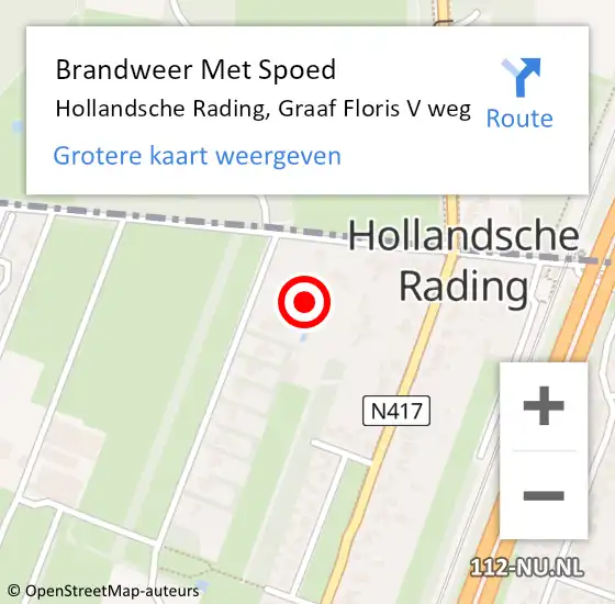 Locatie op kaart van de 112 melding: Brandweer Met Spoed Naar Hollandsche Rading, Graaf Floris V weg op 11 november 2021 12:25