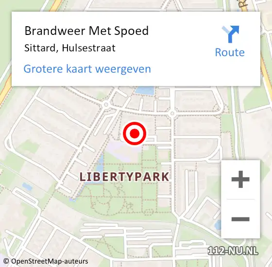 Locatie op kaart van de 112 melding: Brandweer Met Spoed Naar Sittard, Hulsestraat op 11 november 2021 12:30