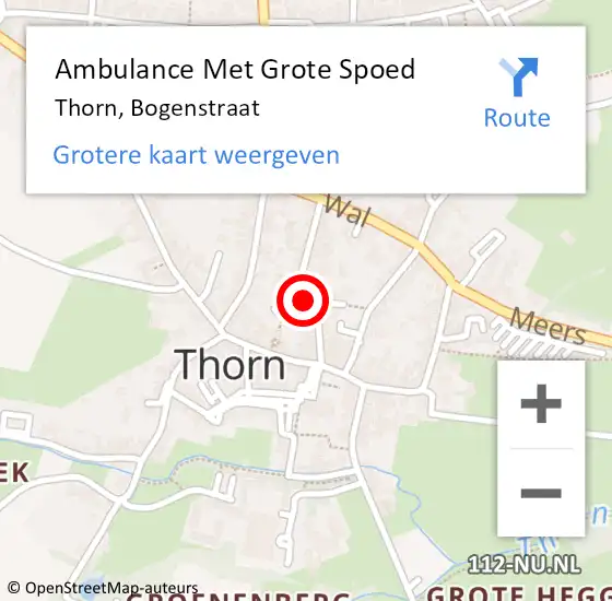 Locatie op kaart van de 112 melding: Ambulance Met Grote Spoed Naar Thorn, Bogenstraat op 11 november 2021 12:43