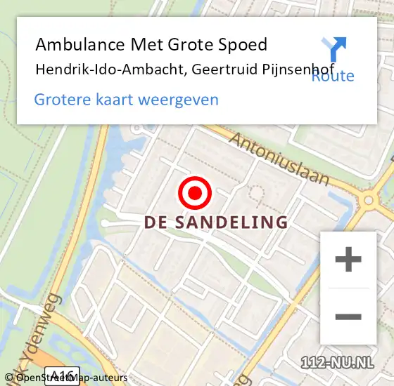 Locatie op kaart van de 112 melding: Ambulance Met Grote Spoed Naar Hendrik-Ido-Ambacht, Geertruid Pijnsenhof op 11 november 2021 14:31
