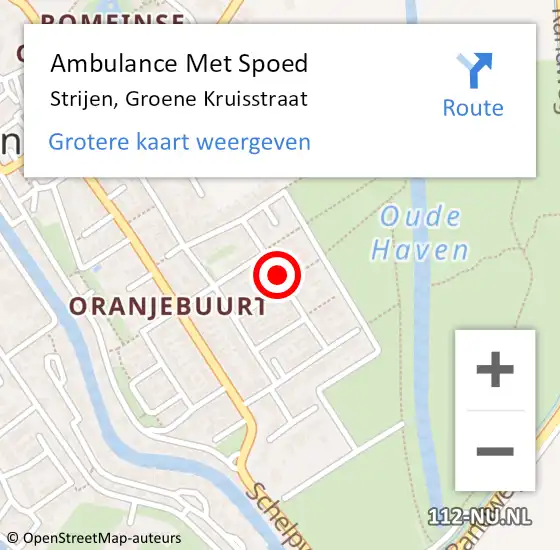 Locatie op kaart van de 112 melding: Ambulance Met Spoed Naar Strijen, Groene Kruisstraat op 11 november 2021 15:53