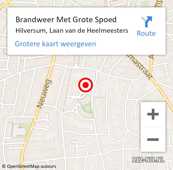 Locatie op kaart van de 112 melding: Brandweer Met Grote Spoed Naar Hilversum, Laan van de Heelmeesters op 11 november 2021 17:27