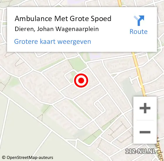 Locatie op kaart van de 112 melding: Ambulance Met Grote Spoed Naar Dieren, Johan Wagenaarplein op 11 november 2021 18:18