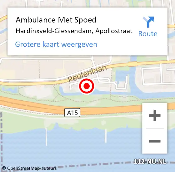 Locatie op kaart van de 112 melding: Ambulance Met Spoed Naar Hardinxveld-Giessendam, Apollostraat op 11 november 2021 20:19