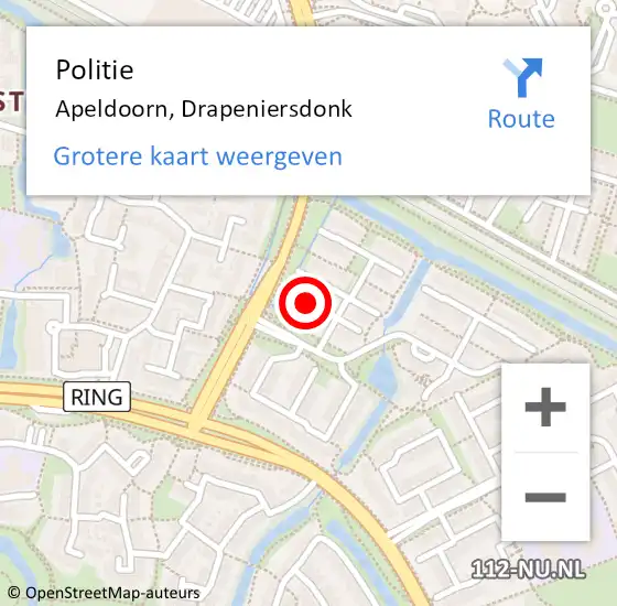 Locatie op kaart van de 112 melding: Politie Apeldoorn, Drapeniersdonk op 12 november 2021 07:55