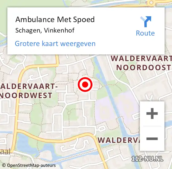 Locatie op kaart van de 112 melding: Ambulance Met Spoed Naar Schagen, Vinkenhof op 12 november 2021 08:28