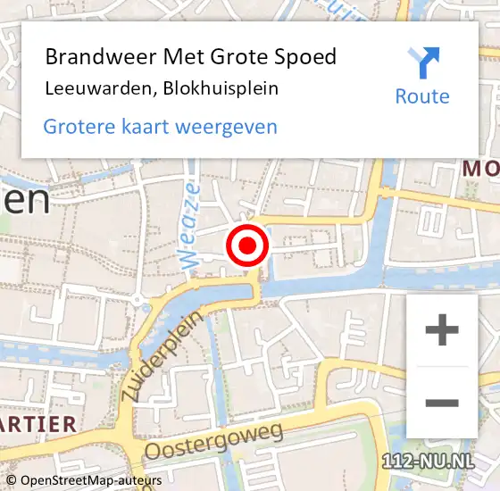 Locatie op kaart van de 112 melding: Brandweer Met Grote Spoed Naar Leeuwarden, Blokhuisplein op 12 november 2021 10:51
