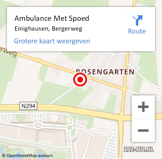 Locatie op kaart van de 112 melding: Ambulance Met Spoed Naar Einighausen, Bergerweg op 12 november 2021 16:36