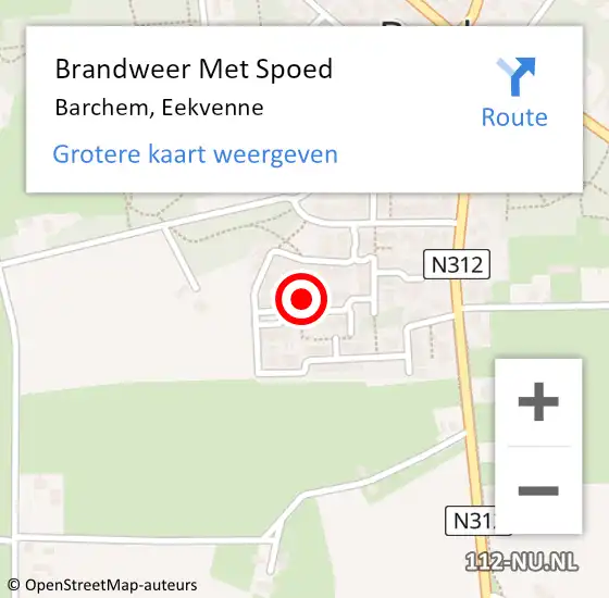 Locatie op kaart van de 112 melding: Brandweer Met Spoed Naar Barchem, Eekvenne op 12 november 2021 16:37