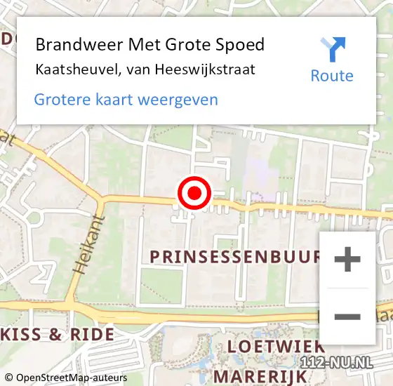 Locatie op kaart van de 112 melding: Brandweer Met Grote Spoed Naar Kaatsheuvel, van Heeswijkstraat op 12 november 2021 17:14