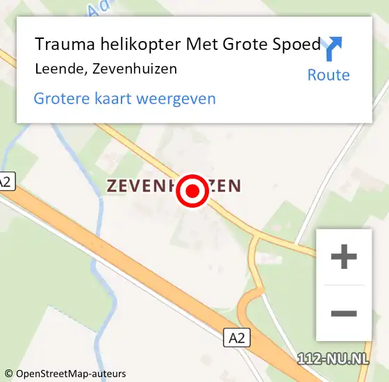 Locatie op kaart van de 112 melding: Trauma helikopter Met Grote Spoed Naar Leende, Zevenhuizen op 12 november 2021 19:35