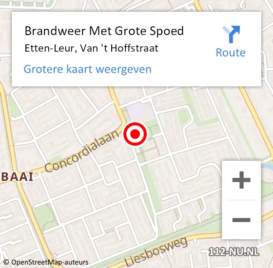 Locatie op kaart van de 112 melding: Brandweer Met Grote Spoed Naar Etten-Leur, Van 't Hoffstraat op 13 november 2021 00:26