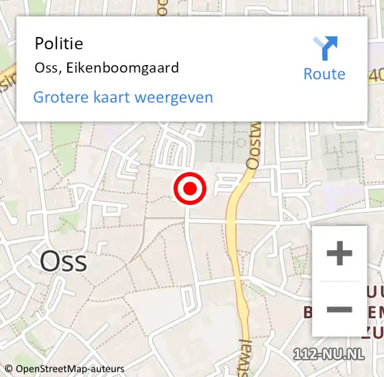 Locatie op kaart van de 112 melding: Politie Oss, Eikenboomgaard op 13 november 2021 00:28