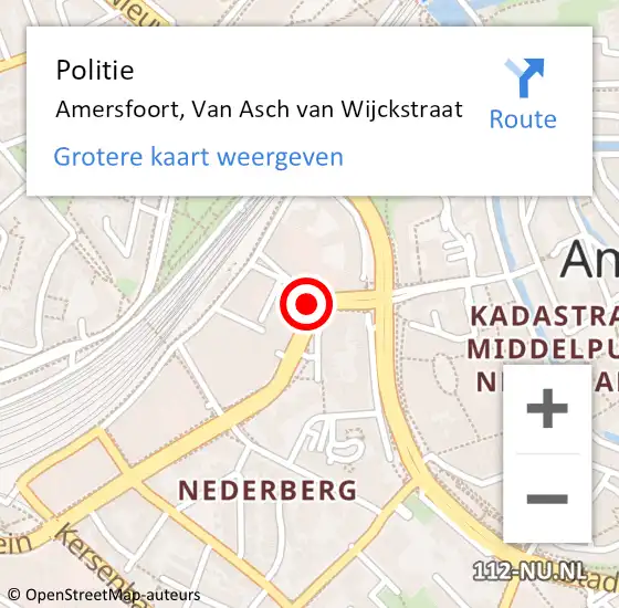 Locatie op kaart van de 112 melding: Politie Amersfoort, Van Asch van Wijckstraat op 13 november 2021 01:55