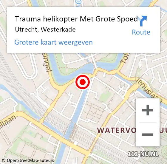 Locatie op kaart van de 112 melding: Trauma helikopter Met Grote Spoed Naar Utrecht, Westerkade op 13 november 2021 06:15