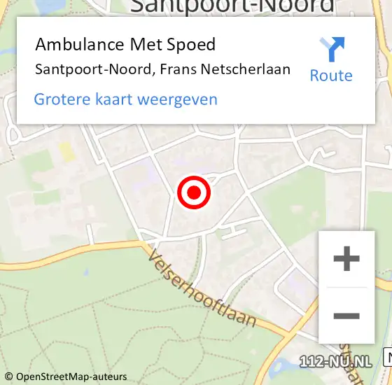 Locatie op kaart van de 112 melding: Ambulance Met Spoed Naar Santpoort-Noord, Frans Netscherlaan op 13 november 2021 06:43