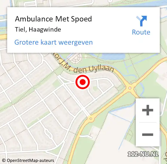 Locatie op kaart van de 112 melding: Ambulance Met Spoed Naar Tiel, Haagwinde op 13 november 2021 08:38
