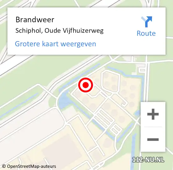 Locatie op kaart van de 112 melding: Brandweer Schiphol, Oude Vijfhuizerweg op 13 november 2021 10:38