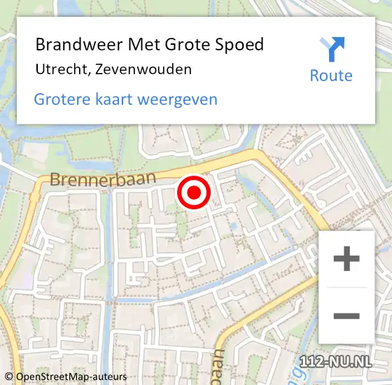 Locatie op kaart van de 112 melding: Brandweer Met Grote Spoed Naar Utrecht, Zevenwouden op 13 november 2021 10:43