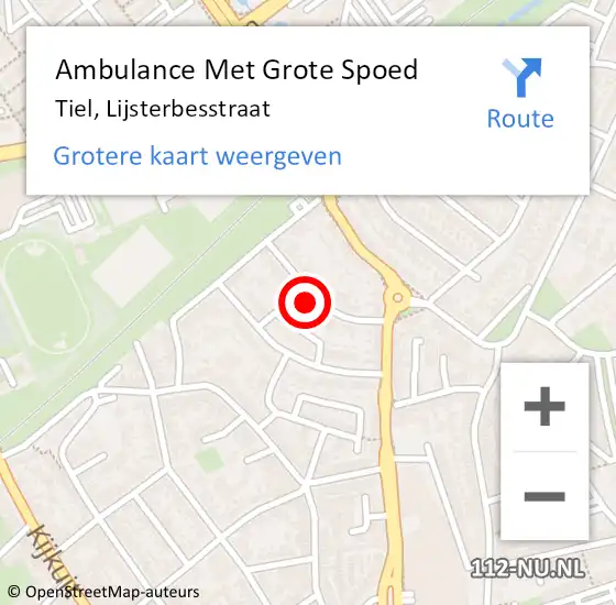 Locatie op kaart van de 112 melding: Ambulance Met Grote Spoed Naar Tiel, Lijsterbesstraat op 13 november 2021 12:14