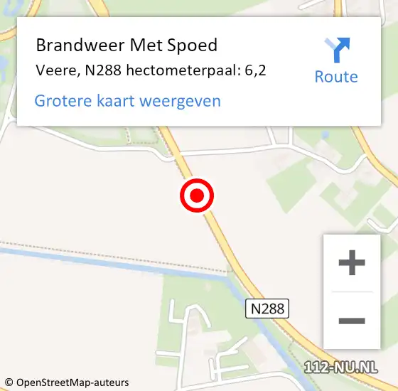 Locatie op kaart van de 112 melding: Brandweer Met Spoed Naar Veere, N288 hectometerpaal: 6,2 op 13 november 2021 12:57