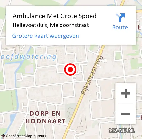 Locatie op kaart van de 112 melding: Ambulance Met Grote Spoed Naar Hellevoetsluis, Meidoornstraat op 13 november 2021 15:35